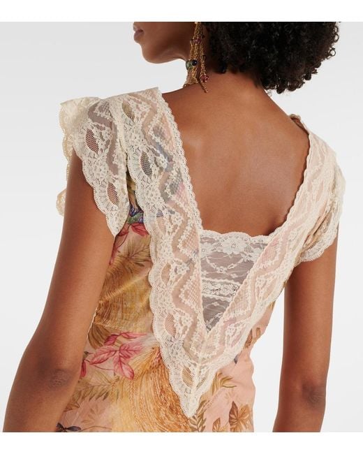 Zimmermann Natural Ascension Floral Cotton Midi Dress