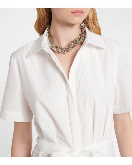 Vestido Camisero Jenner De Popelin Y Encaje Jonathan Simkhai de color White