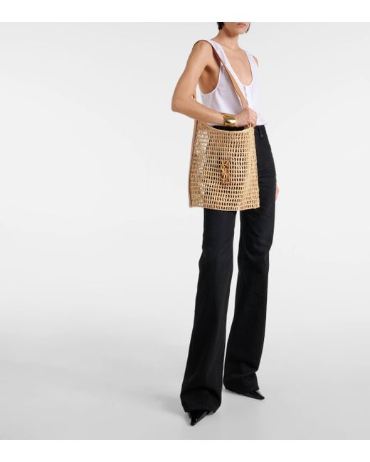 Saint Laurent Metallic Oxalis Crochet Raffia Shoulder Bag