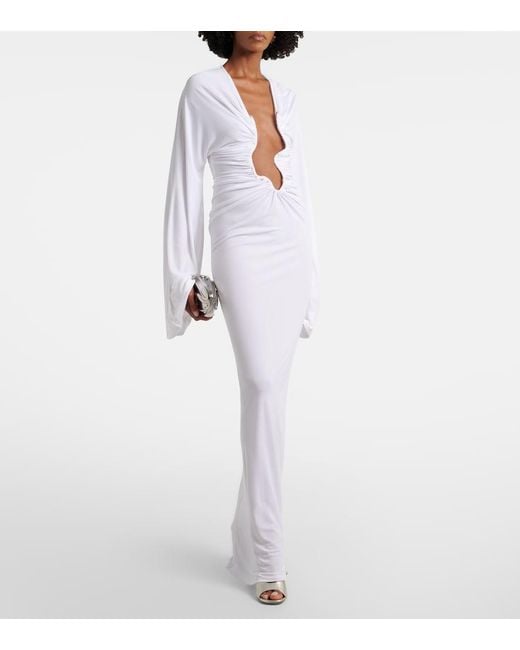 Christopher Esber White Salacia Ruched Maxi Dress