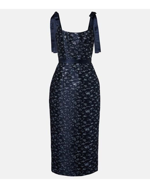 Markarian Blue Acacia Floral Brocade Corset Dress