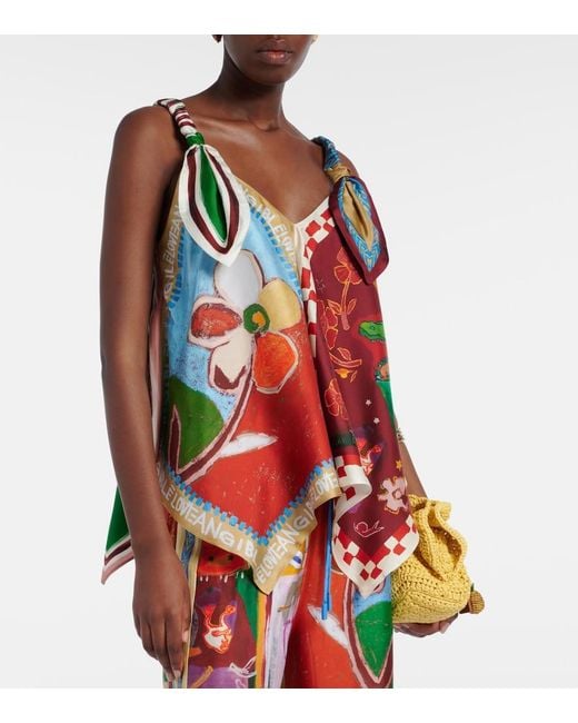ALÉMAIS Red X Mlak Printed Silk Twill Top