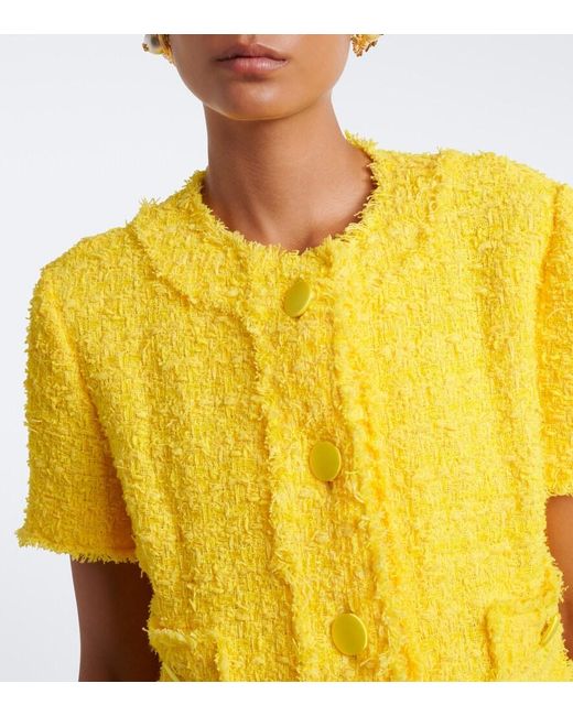 Dolce & Gabbana Yellow Cotton-Blend Boucle Jacket