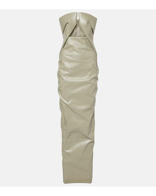 Rick Owens Green Prong Cut-Out Coated Denim Gown