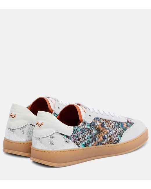 Missoni White Zigzag Metallic Leather Sneakers