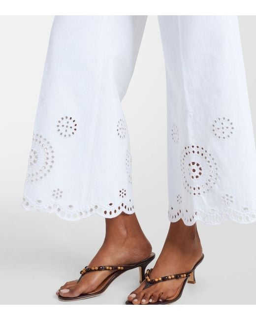 FRAME White The Eyelet Embroidered Flared Jeans