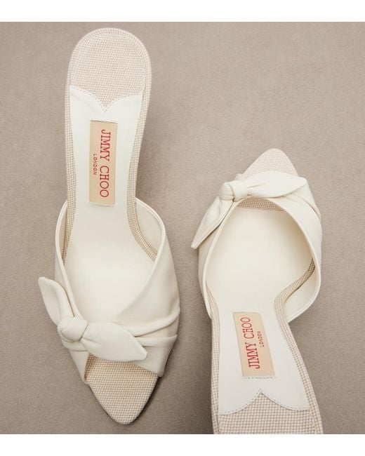 Jimmy Choo Natural Livi Leather-Trimmed Canvas Wedge Mules