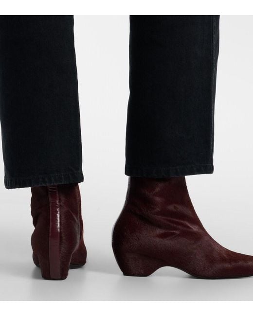 Khaite Brown Sybil Calf Hair Ankle Boots