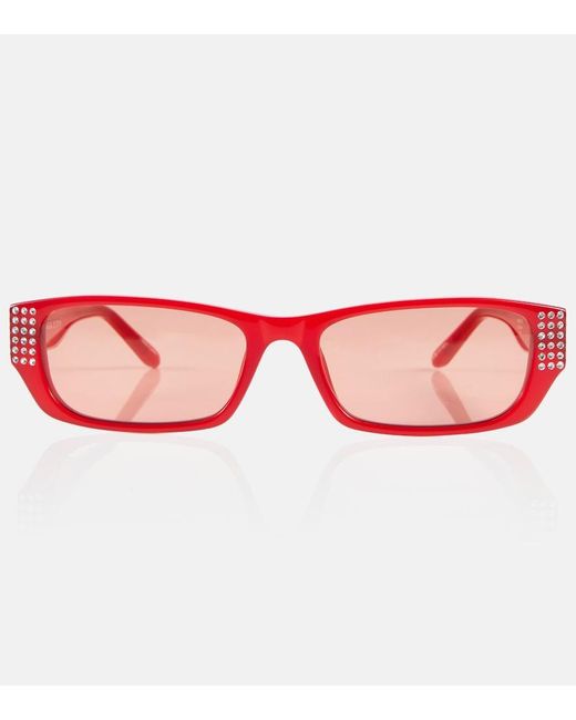 Magda Butrym Pink X Linda Farrow Embellished Rectangular Sunglasses