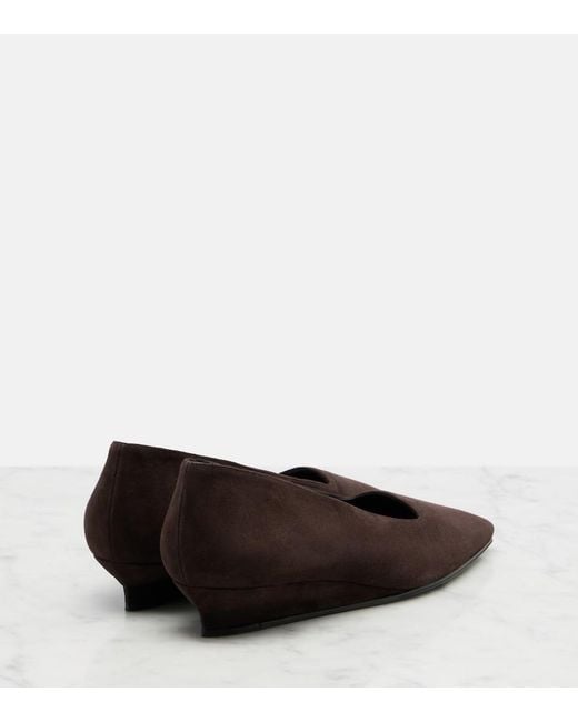 The Row Brown June Suede Wedges