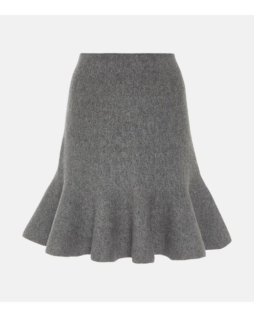 Jil Sander Gray Wool And Cashmere Flared Miniskirt