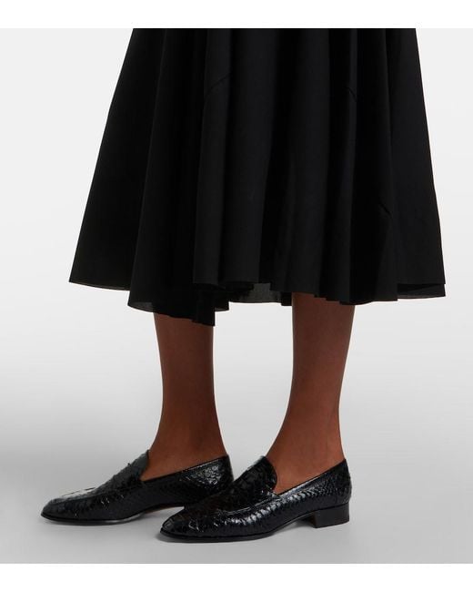 Junya Watanabe Black Asymmetric Lace-Trimmed Midi Dress