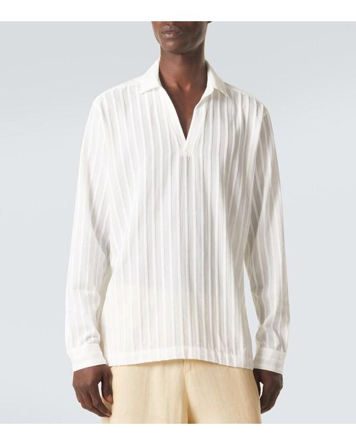 Orlebar Brown White Ridley Striped Polo Shirt for men