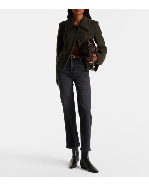 FRAME Blue Le Sleek Cropped High-Rise Straight Jeans