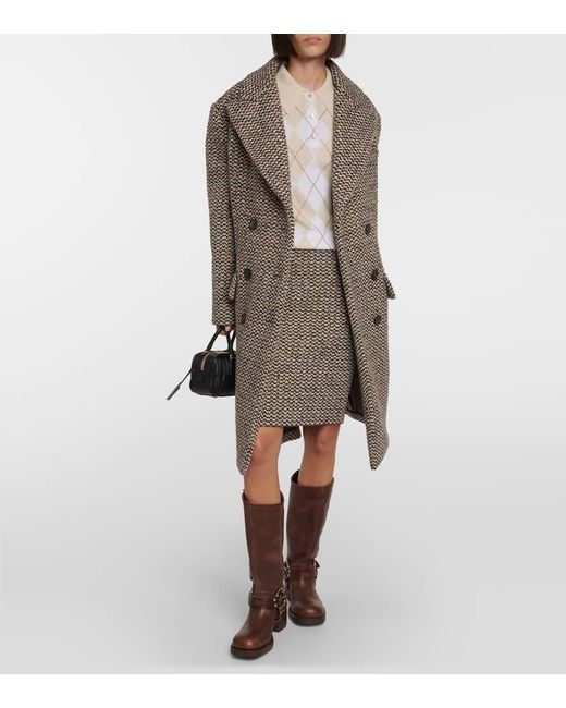 Miu Miu Multicolor Wool And Silk-Blend Boucle Pencil Skirt