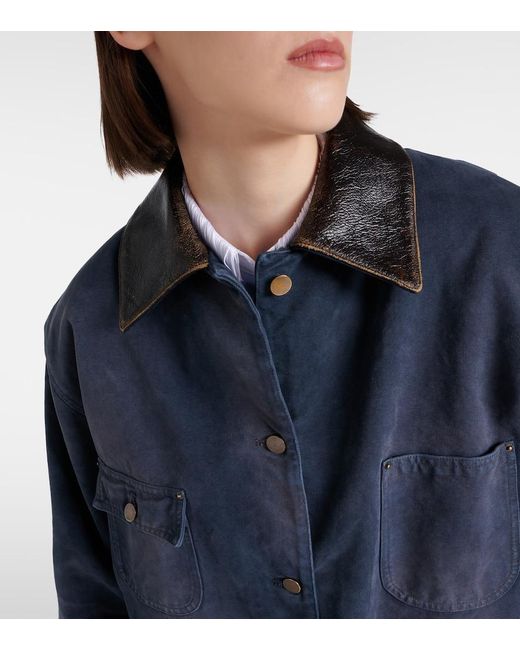 Prada Blue Oversize-Jacke aus Baumwoll-Canvas
