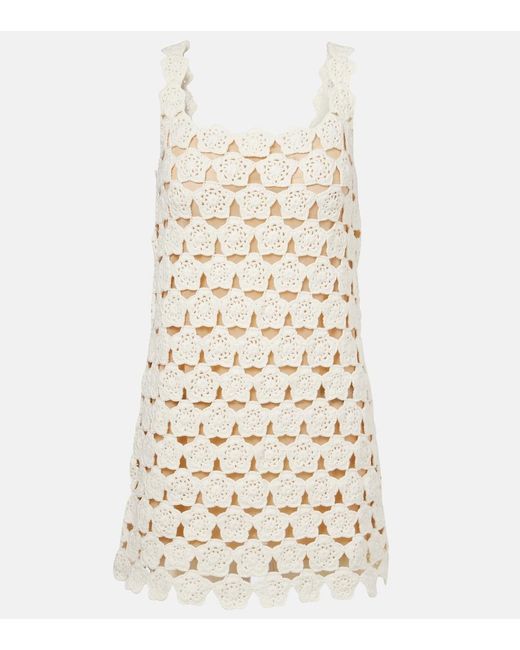 Staud Natural Hoya Floral Crochet Cotton Minidress