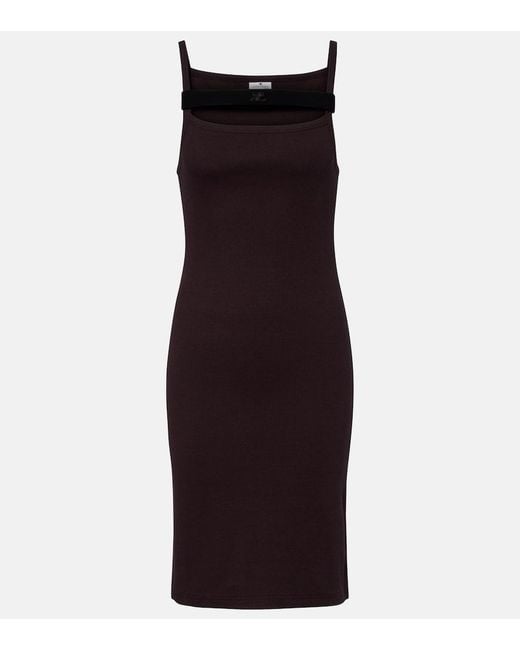 Courreges Black Ribbed-Knit Cotton Jersey Midi Dress