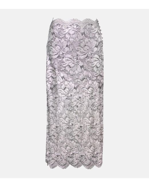 Rabanne Metallic Midirock Aus Spitze