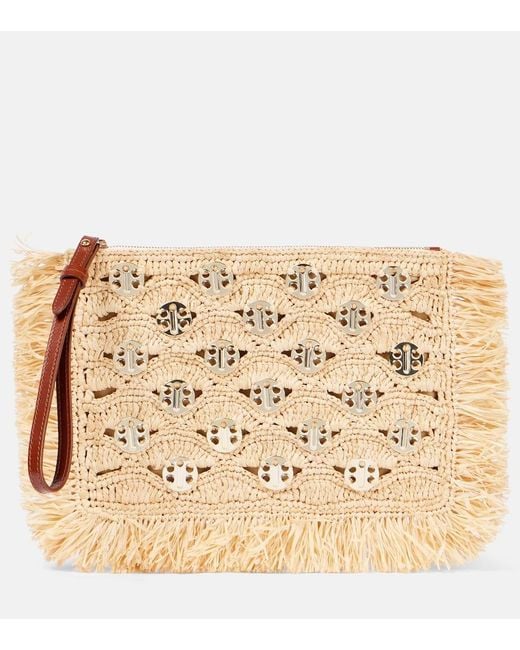 Rabanne Natural Embellished Raffia Clutch