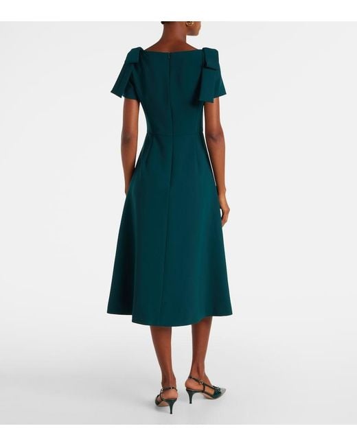 Carolina Herrera Green Bow-Detail Crepe Midi Dress
