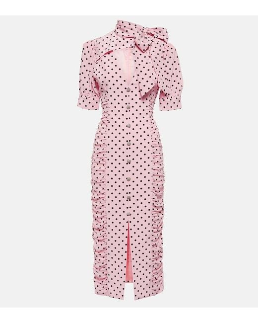 Alessandra Rich Polka-Dot Tie-Neck Silk Midi Dress in Pink | Lyst Alessandra Rich Polka-Dot Tie-Neck Silk Midi Dress in Pink | Lyst
