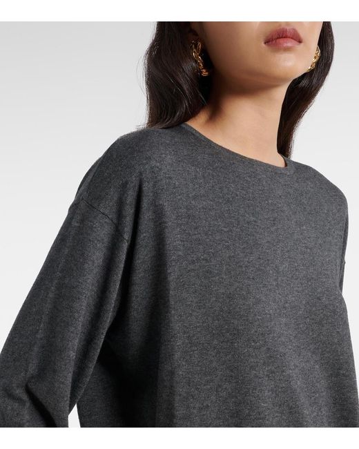 Extreme Cashmere Gray N°347 Aries Cotton And Cashmere Top