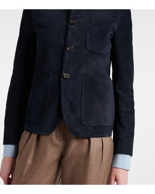 Loro Piana Blue Spagna Mini Suede Jacket