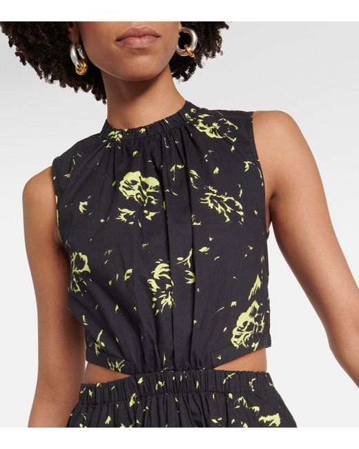 Proenza Schouler Black Printed Cutout Cotton Maxi Dress