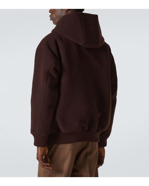 Auralee Brown Oversized Wool Pile Hoodie for men