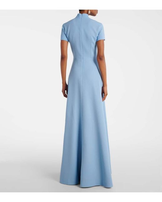 Emilia Wickstead Blue Malinda Wool Crepe Gown