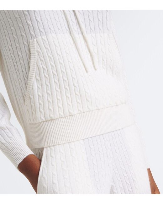 Eleventy White Cable-Knit Cashmere Hoodie