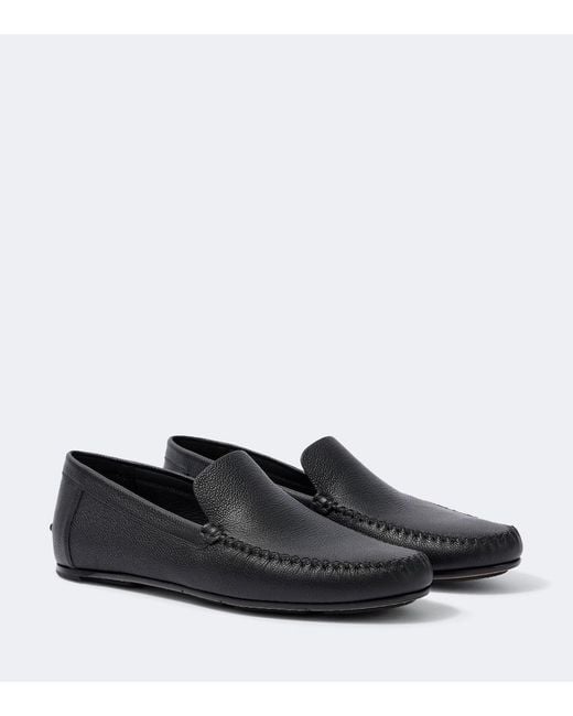 Manolo Blahnik Black Leather Loafers for men