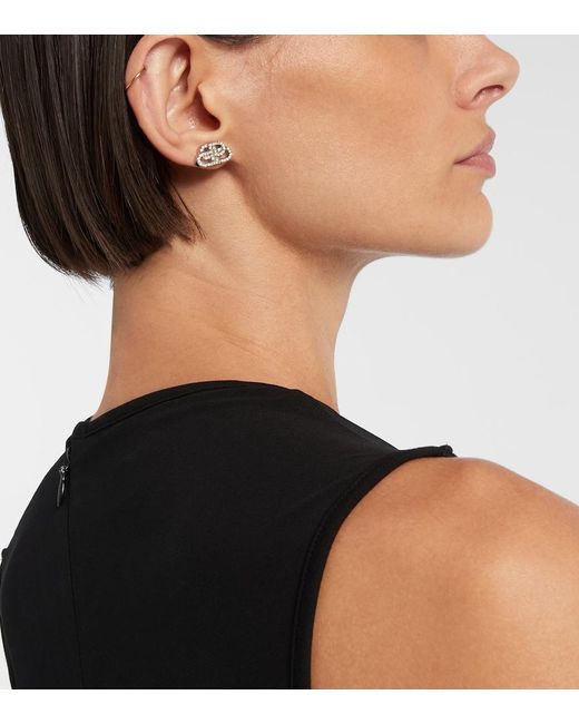 Balenciaga White Bb Embellished Earrings