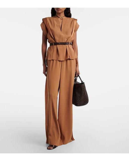 Max Mara Brown Belted Crepe Top