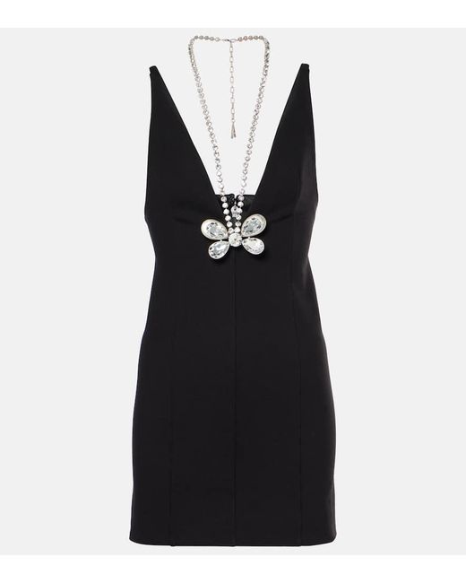 Abito Corto Con Decorazioni di Area in Black