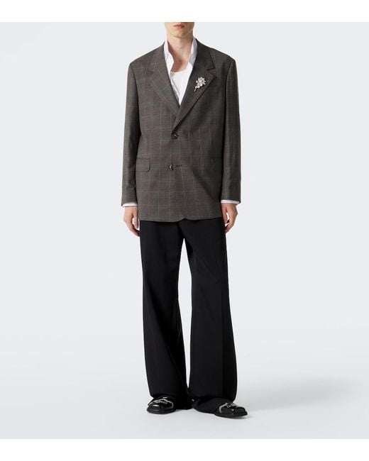Simone Rocha Black Checked Embellished Wool Blazer for men