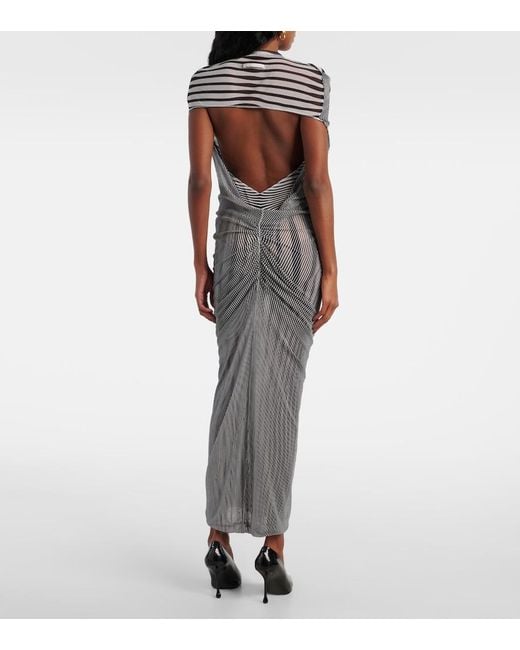 Jean Paul Gaultier Gray Body Morphing Layered Draped Tulle Midi Dress