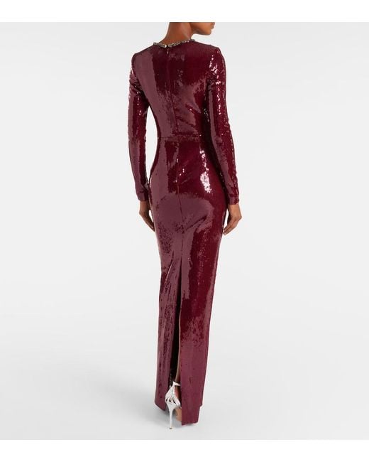 Vestido De Fiesta Nero Con Lentejuelas Adornado Rebecca Vallance de color Red