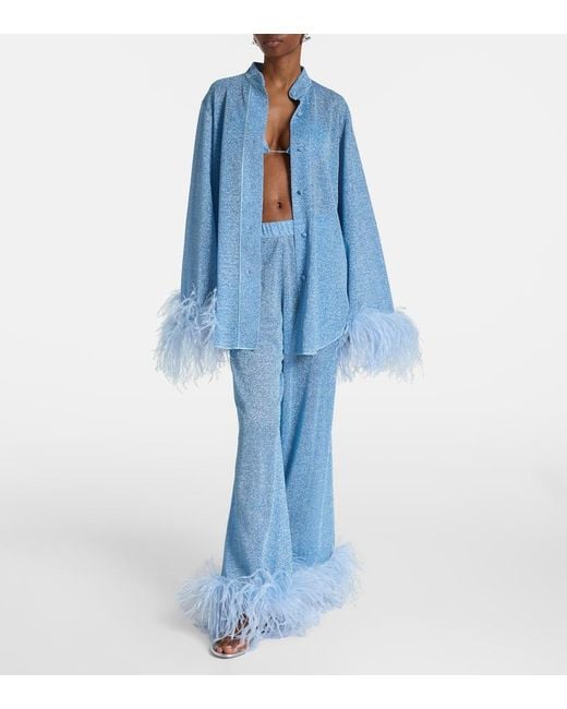 Oseree Blue Hemd Lumiere Plumage Mit Federn