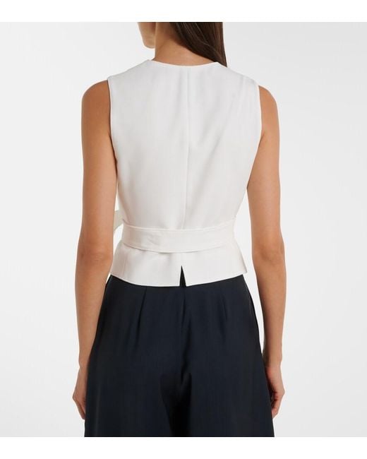 Max Mara White Draped Cady Vest