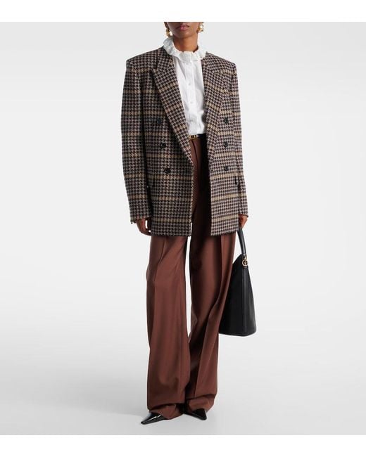 Saint Laurent Black Houndstooth Double-Breasted Wool Blazer