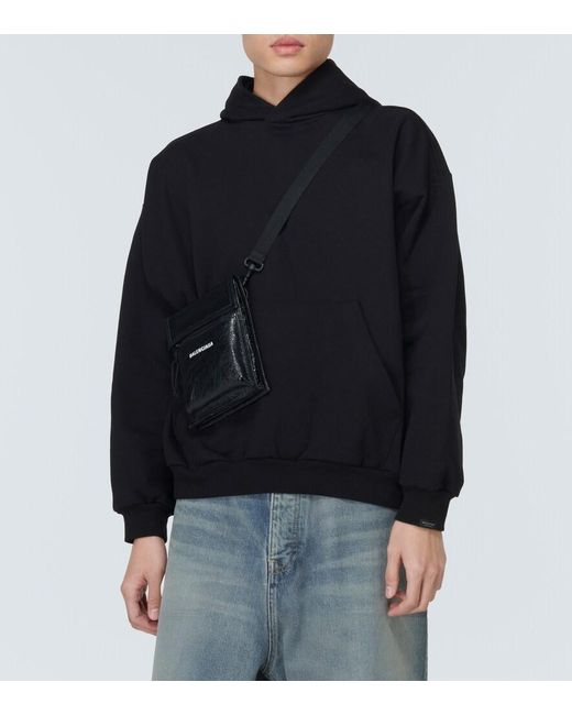 Balenciaga Black Explorer Leather Pouch With Strap for men