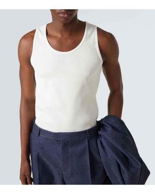 Bottega Veneta White Cotton-Blend Jersey Tank Top for men