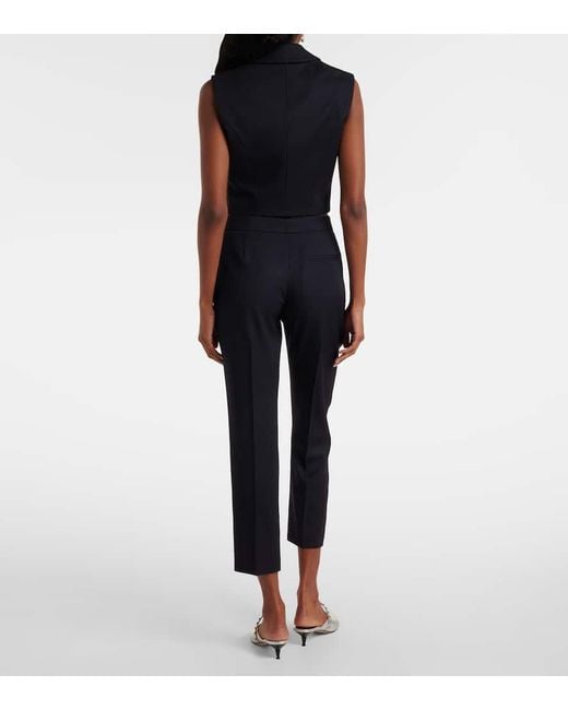 Alexander McQueen Blue Cropped Wool Vest