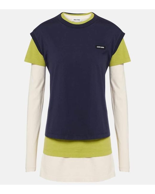 Miu Miu Blue Jersey T-Shirts (Set Of Three)