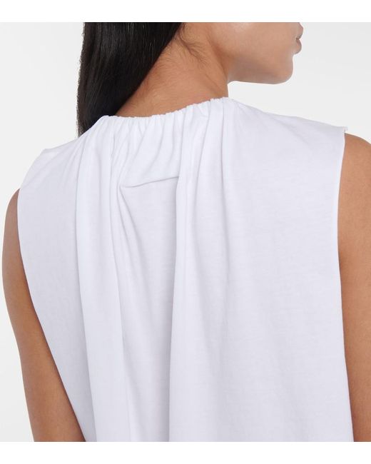 MM6 by Maison Margiela White Ruffled Cotton Jersey Top