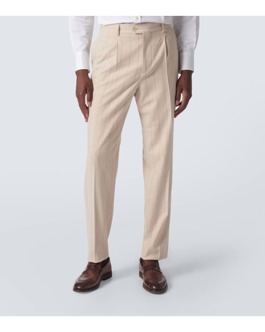 Brunello Cucinelli Natural Double-Breasted Wool And Cashmere Suit for men