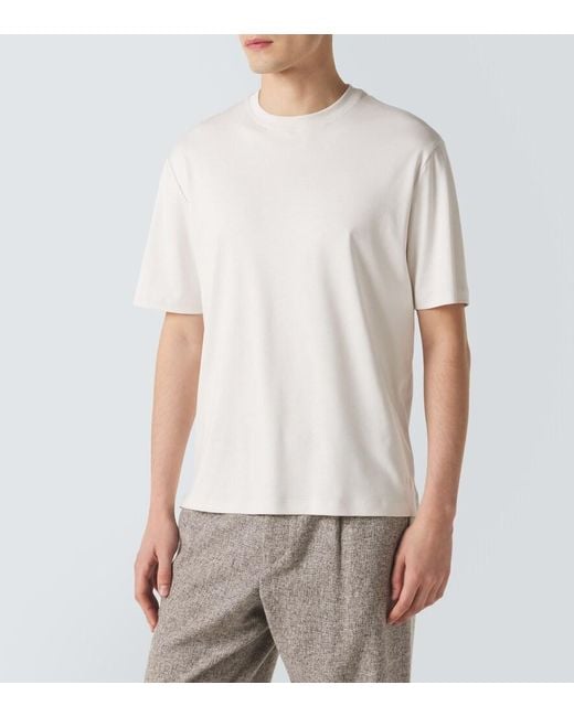Agnona White Cotton And Silk Jersey T-Shirt for men