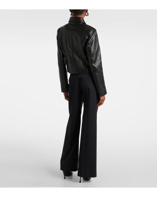 Nour Hammour Black Bleeker Cropped Leather Jacket